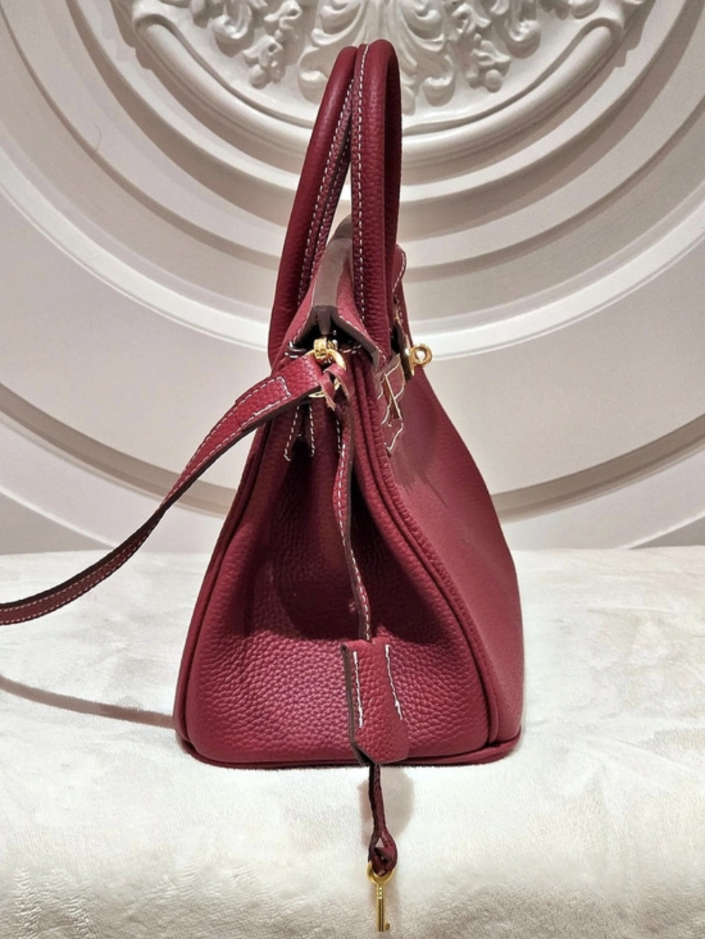 Structured Satchel in Deep raspberry. - Picture 6 of 11